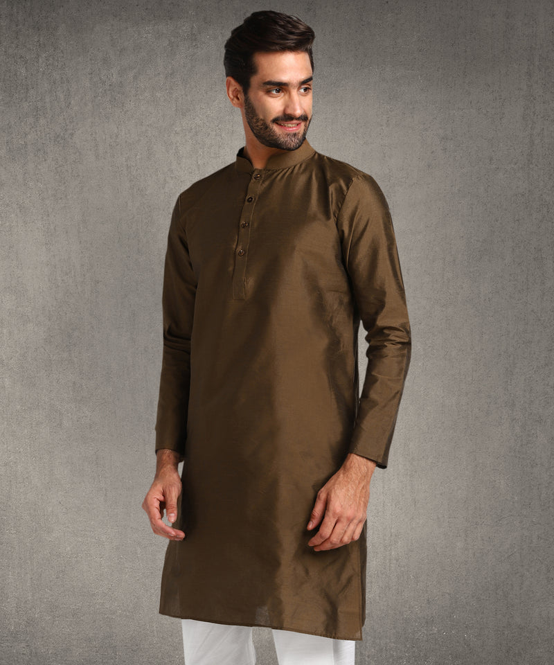 Hangup Men Standard Solid Men's Indian Wear-Brown_8_B17_Lkurta