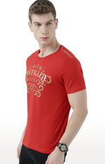 Huetrap Red Mens Short Sleeve Graphic Printed Tshirt-HT17MKGRARED01115