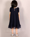 Glam up Girls Navy pleating Party Dress