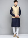 Men Mandarin Collar Woven Design Gold Nehru Jacket-CD-B-1041-Gold