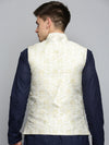 Men Mandarin Collar Woven Design Cream Nehru Jacket-CD-B-1053-Cream