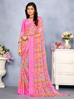 Saree Mall Women's Chiffon Pink Printed Designer Saree With Blouse Piece-CHERY27801B