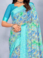 Saree Mall Women's Chiffon Blue Printed Designer Saree With Blouse Piece-CHERY27801C