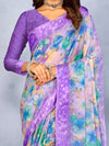 Saree Mall Women's Chiffon Lavendar Printed Designer Saree With Blouse Piece-CHERY27802A