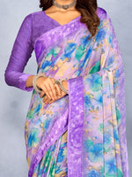 Saree Mall Women's Chiffon Lavendar Printed Designer Saree With Blouse Piece-CHERY27802A