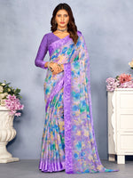 Saree Mall Women's Chiffon Lavendar Printed Designer Saree With Blouse Piece-CHERY27802A