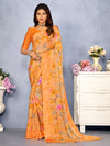 Saree Mall Women's Chiffon Orange Printed Designer Saree With Blouse Piece-CHERY27802C