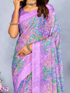 Saree Mall Women's Chiffon Lavendar Printed Designer Saree With Blouse Piece-CHERY27803A