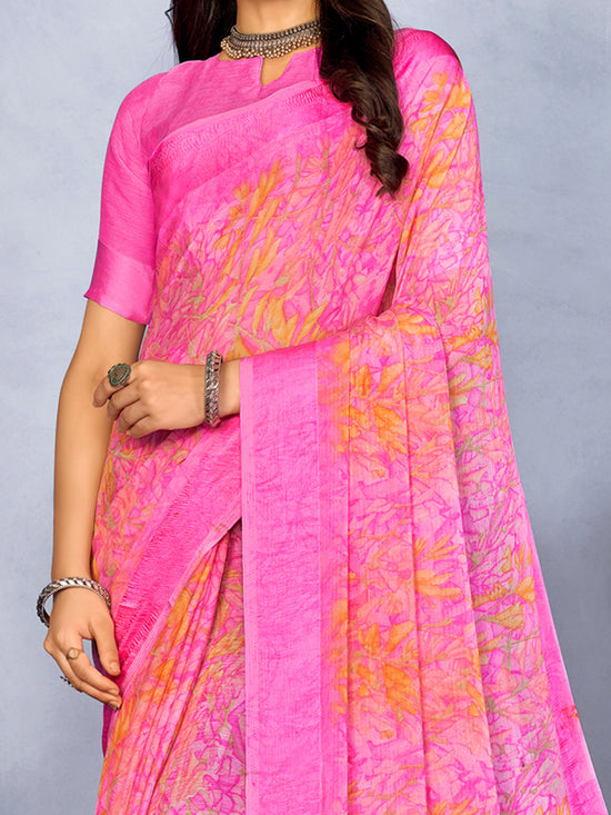 Saree Mall Women's Chiffon Pink Printed Designer Saree With Blouse Piece-CHERY27803D