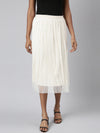 Women Flared Midi Cream Solid Skirt-CHN-1156-Cream