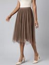 Women Flared Midi Brown Solid Skirt-CHN-2509-Brown