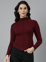 Women Solid Maroon Top-CHN-6088-Maroon