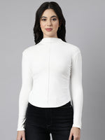 Women Solid Off White Top-CHN-6088-Offwhite