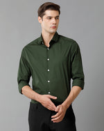 Mens Slim Fit Solid Green Formal Satin Shirt