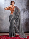 Saree Mall Women's Chiffon Grey Embellished Designer Saree With Blouse Piece-CHUNRI1004