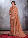 Saree Mall Women's Chiffon Brown Embellished Designer Saree With Blouse Piece-CHUNRI1010