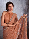 Saree Mall Women's Chiffon Brown Embellished Designer Saree With Blouse Piece-CHUNRI1010