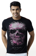 Huetrap Black Mens Short Sleeve Graphic Printed Tshirt-HT15MKGRABLK00056