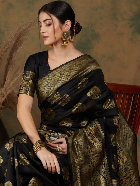 Suha Womens Fashion Ethnic Black Color Sarees-MLSHWSA1100BLK0ONE