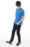 Huetrap Blue Mens Short Sleeve Graphic Printed Tshirt-HT17MKGRASUR00780