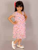 Glam up Girls Pink Tiered Pleating Party Dress