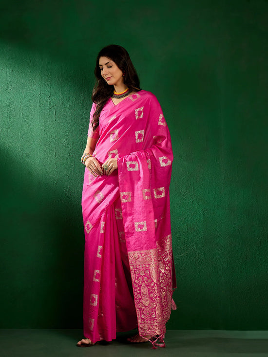 Suha Womens Fashion Ethnic Pink Color Sarees-MLSHWSA1296PNK0ONE