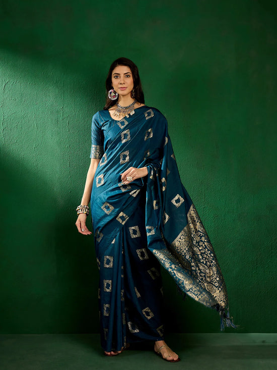 Suha Womens Fashion Ethnic Teal Color Sarees-MLSHWSA1295TEL0ONE