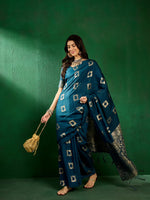 Suha Womens Fashion Ethnic Teal Color Sarees-MLSHWSA1295TEL0ONE