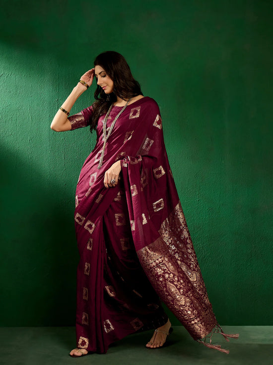 Suha Womens Fashion Ethnic Wine Color Sarees-MLSHWSA1294WNE0ONE