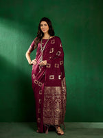 Suha Womens Fashion Ethnic Wine Color Sarees-MLSHWSA1294WNE0ONE