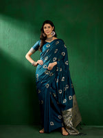 Suha Womens Fashion Ethnic Teal Color Sarees-MLSHWSA1312TEL0ONE