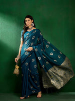 Suha Womens Fashion Ethnic Teal Color Sarees-MLSHWSA1312TEL0ONE