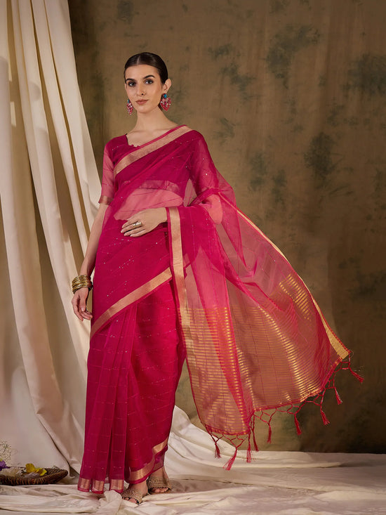 Suha Womens Fashion Ethnic Pink Color Sarees-MLSHWSA1370PNK0ONE