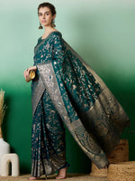 Suha Womens Fashion Ethnic Teal Color Sarees-MLSHWSA1418TEL0ONE