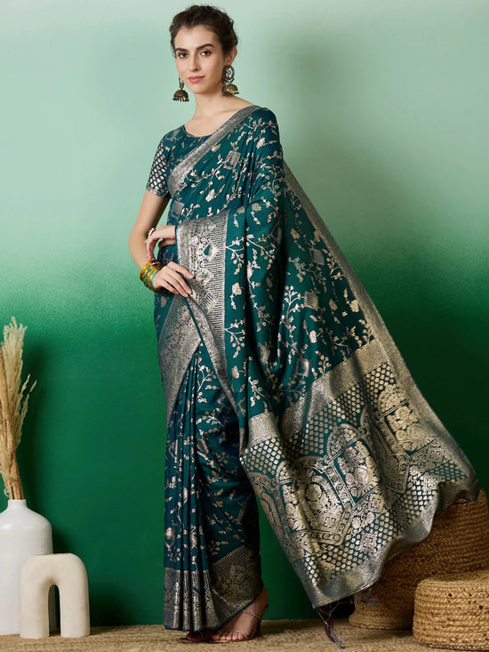 Suha Womens Fashion Ethnic Teal Color Sarees-MLSHWSA1418TEL0ONE