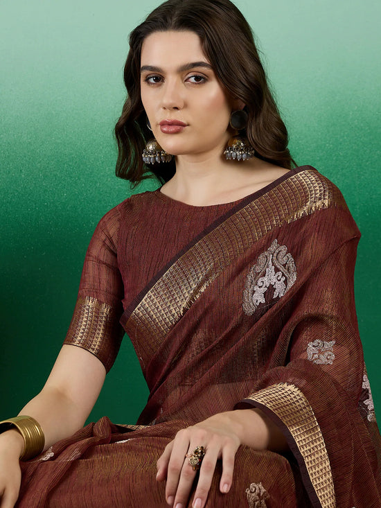 Suha Womens Fashion Ethnic Brown Color Sarees-MLSHWSA1448BRN0ONE