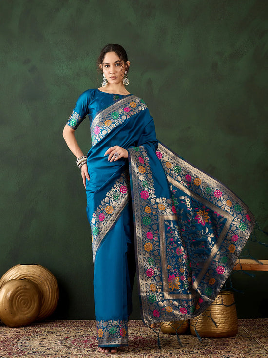 Suha Womens Fashion Ethnic Teal Color Sarees-MLSHWSA1467TEL0ONE