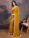 Avanshee Women's Latest Georgette Solid Saree With Unstiched Embroidred Blouse-AVN-1705-MUSTARD