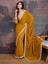 Avanshee Women's Latest Georgette Solid Saree With Unstiched Embroidred Blouse-AVN-1705-MUSTARD