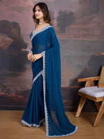 Avanshee Women's Latest Georgette Solid Saree With Unstiched Embroidred Blouse-AVN-1705-RAMA