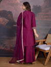 Avanshee Women's Silk Blend Kurta, Palazzo And Net Dupatta Set-ES-7549-PURPLE