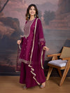 Avanshee Women's Silk Blend Kurta, Palazzo And Net Dupatta Set-ES-7549-PURPLE