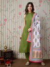 Avanshee Women's Latest Solid Rayon Kurta, Pant With Printed Dupatta Set-ES-7508-GREEN