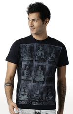 Huetrap Black Mens Short Sleeve Graphic Printed Tshirt-HT16MKGRABLK00353