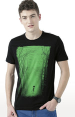 Huetrap Black Mens Short Sleeve Graphic Printed Tshirt-HT17MKGRABLK00712