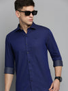 Men Spread Collar Printed Navy Blue Shirt-CarlosPrint-3234-Navyblue