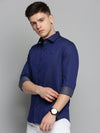 Men Spread Collar Printed Navy Blue Shirt-CarlosPrint-3234-Navyblue