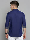 Men Spread Collar Printed Navy Blue Shirt-CarlosPrint-3234-Navyblue