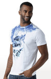 Huetrap White Mens Short Sleeve Graphic Printed Tshirt-HT15MKGRAWHT00053