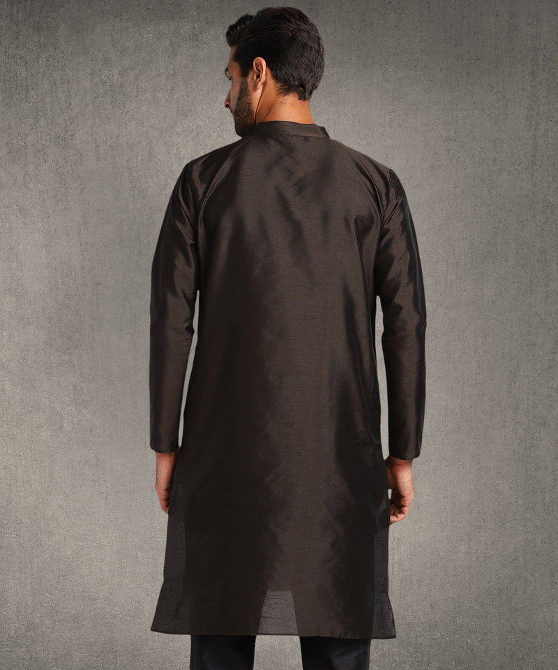 Hangup Men Standard Solid Men's Indian Wear-Choclate_8_B7_Lkurta